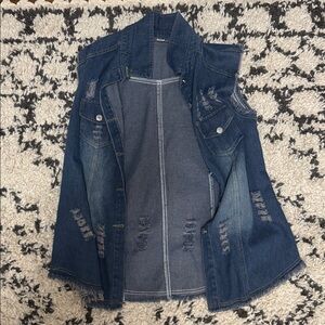 Stylish Distressed Denim Vest